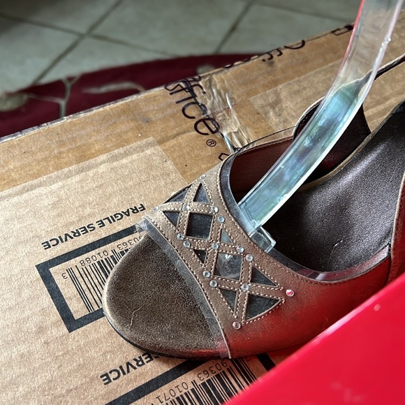 VanEli Slingback Rhinestone Pumps in Dark Gold Leather - Picture 9 of 15